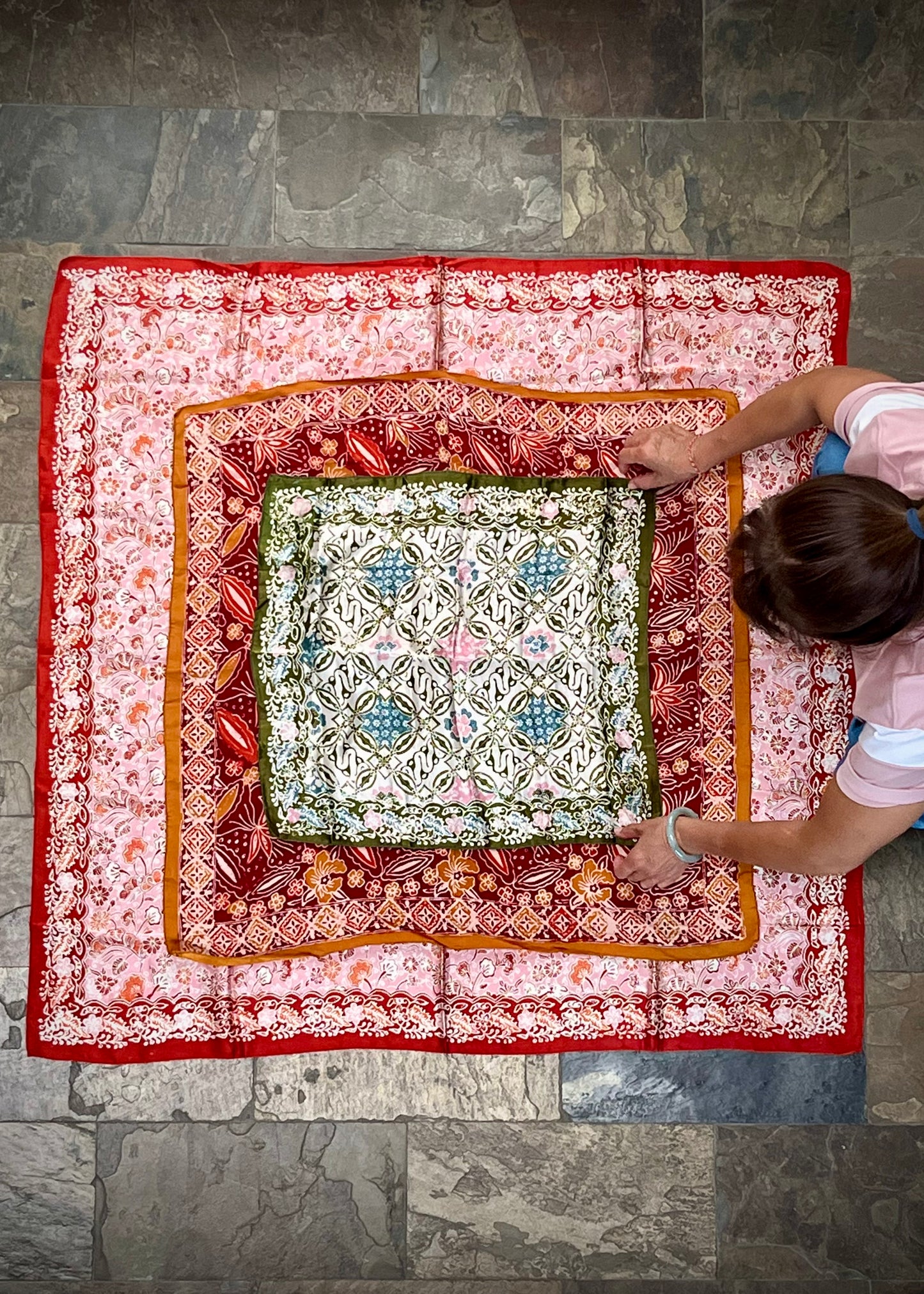 TEAL & PINK REFINED SILK SQUARE