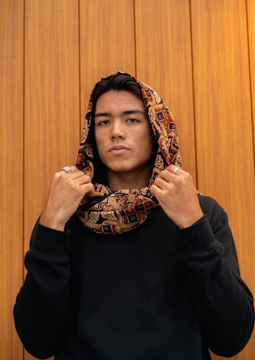 BLACK RED REFINED SILK SARONG - Collective Sherpas