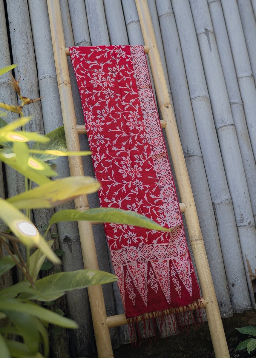 GARNET RED REFINED SILK SARONG - Collective Sherpas