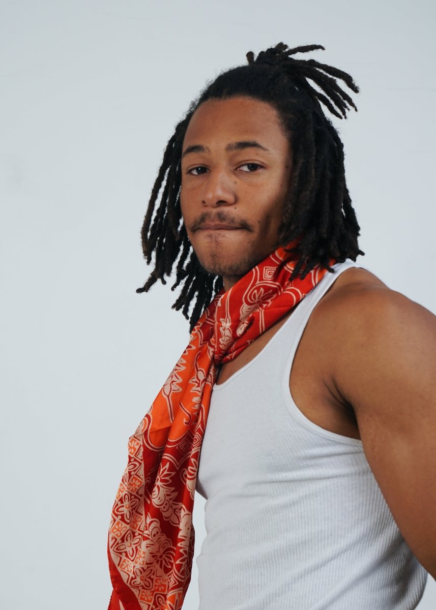 RED ORANGE REFINED SILK SQUARE - Collective Sherpas