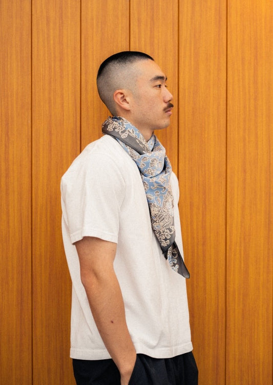 SLATE BLUE REFINED SILK SQUARE - Collective Sherpas