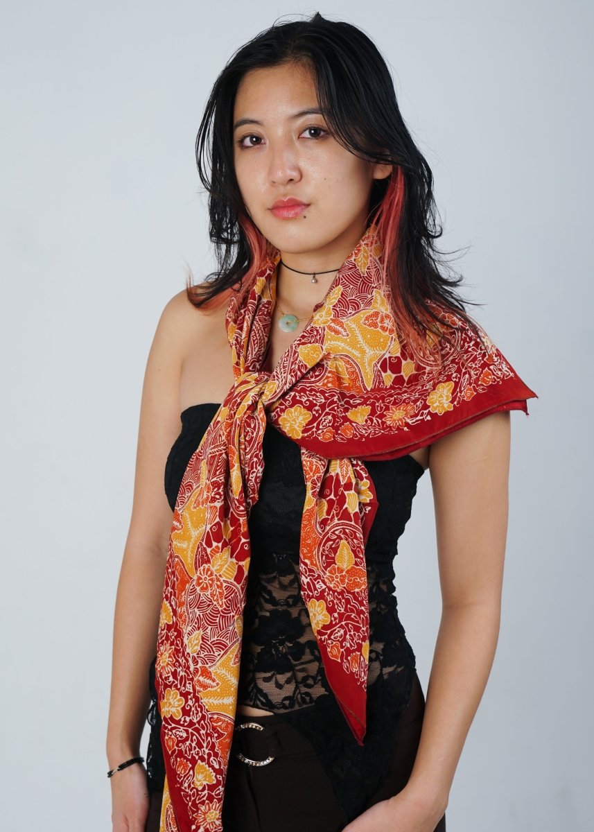 CANDY RED & YELLOW REFINED SILK SQUARE - Collective Sherpas
