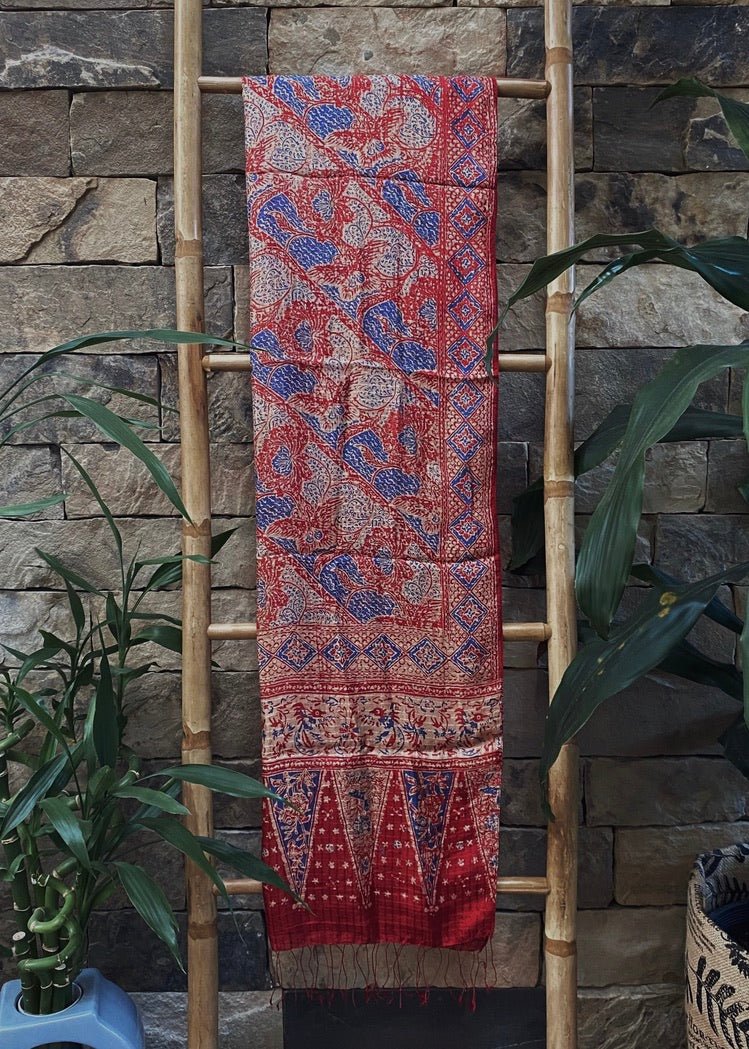 RED & BLUE SILK SARONG - Collective Sherpas