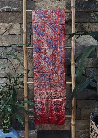 RED & BLUE SILK SARONG - Collective Sherpas