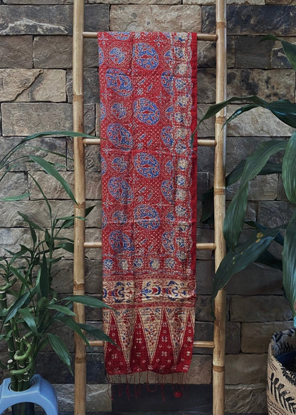 RED & BLUE SILK SARONG - Collective Sherpas