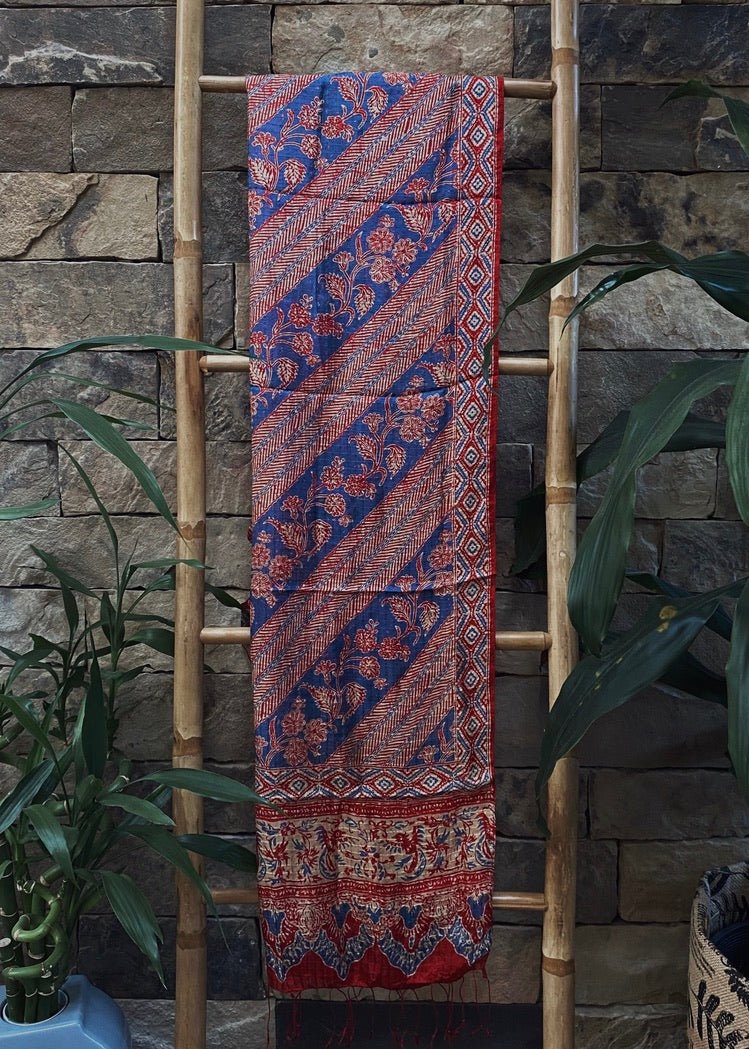 RED & BLUE SILK SARONG - Collective Sherpas