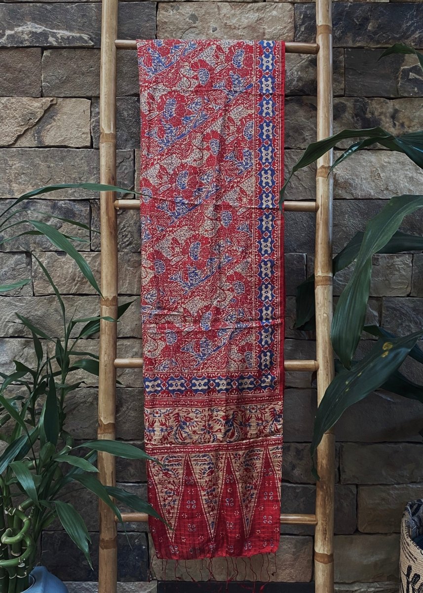 RED & BLUE SILK SARONG - Collective Sherpas