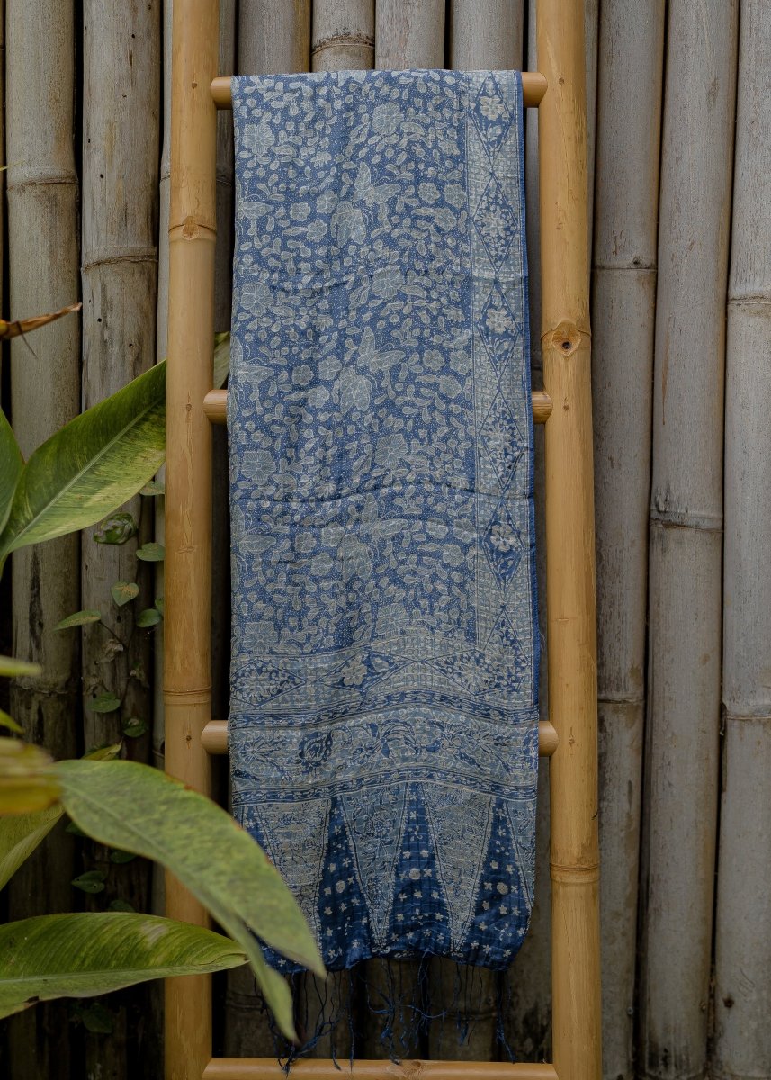 STEEL BLUE SILK SARONG - Collective Sherpas