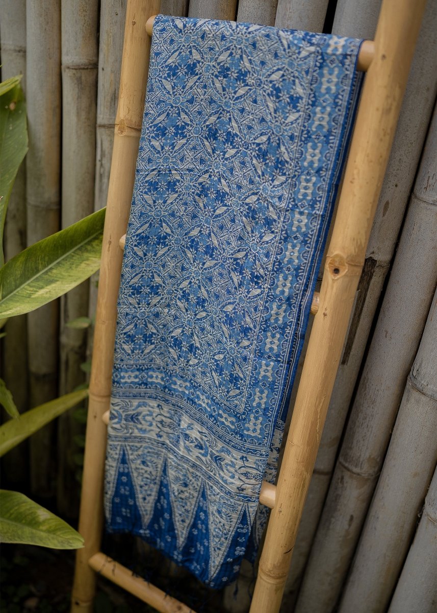 STEEL BLUE SILK SARONG - Collective Sherpas