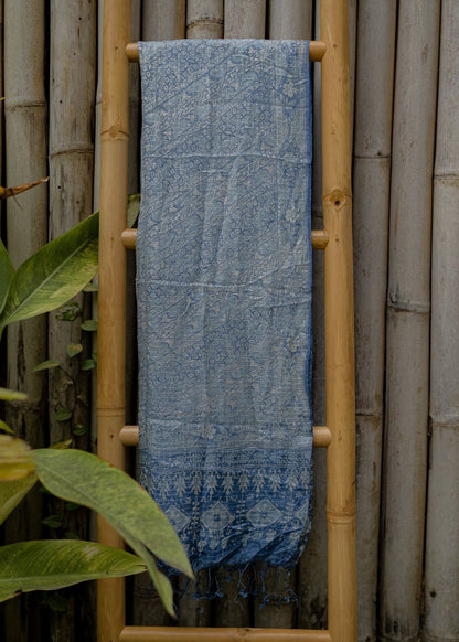 STEEL BLUE SILK SARONG - Collective Sherpas