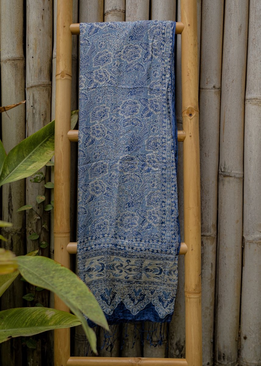 STEEL BLUE SILK SARONG - Collective Sherpas