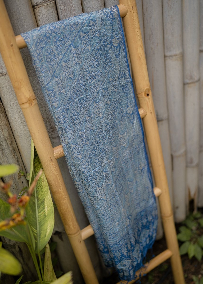 STEEL BLUE SILK SARONG - Collective Sherpas