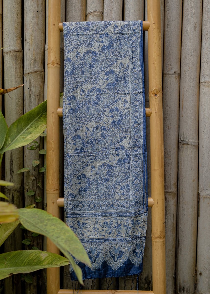 STEEL BLUE SILK SARONG - Collective Sherpas