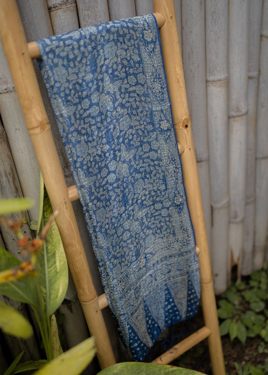 STEEL BLUE SILK SARONG - Collective Sherpas