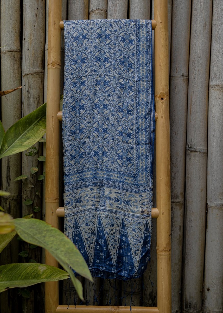 STEEL BLUE SILK SARONG - Collective Sherpas