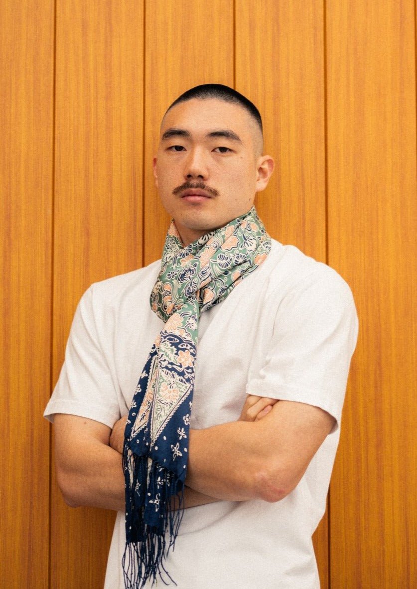 TEAL & BEIGE REFINED SILK SARONG - Collective Sherpas