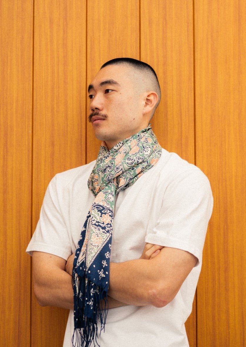 TEAL & BEIGE REFINED SILK SARONG - Collective Sherpas