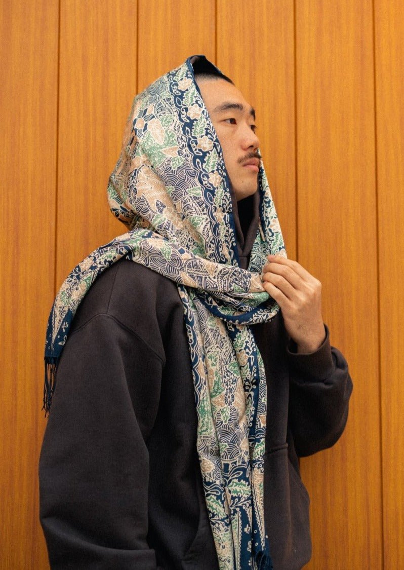 TEAL & BEIGE REFINED SILK SARONG - Collective Sherpas